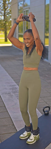 Olive Green V-Cut Active Bra