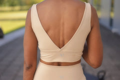 Oatmeal V-Cut Active Bra