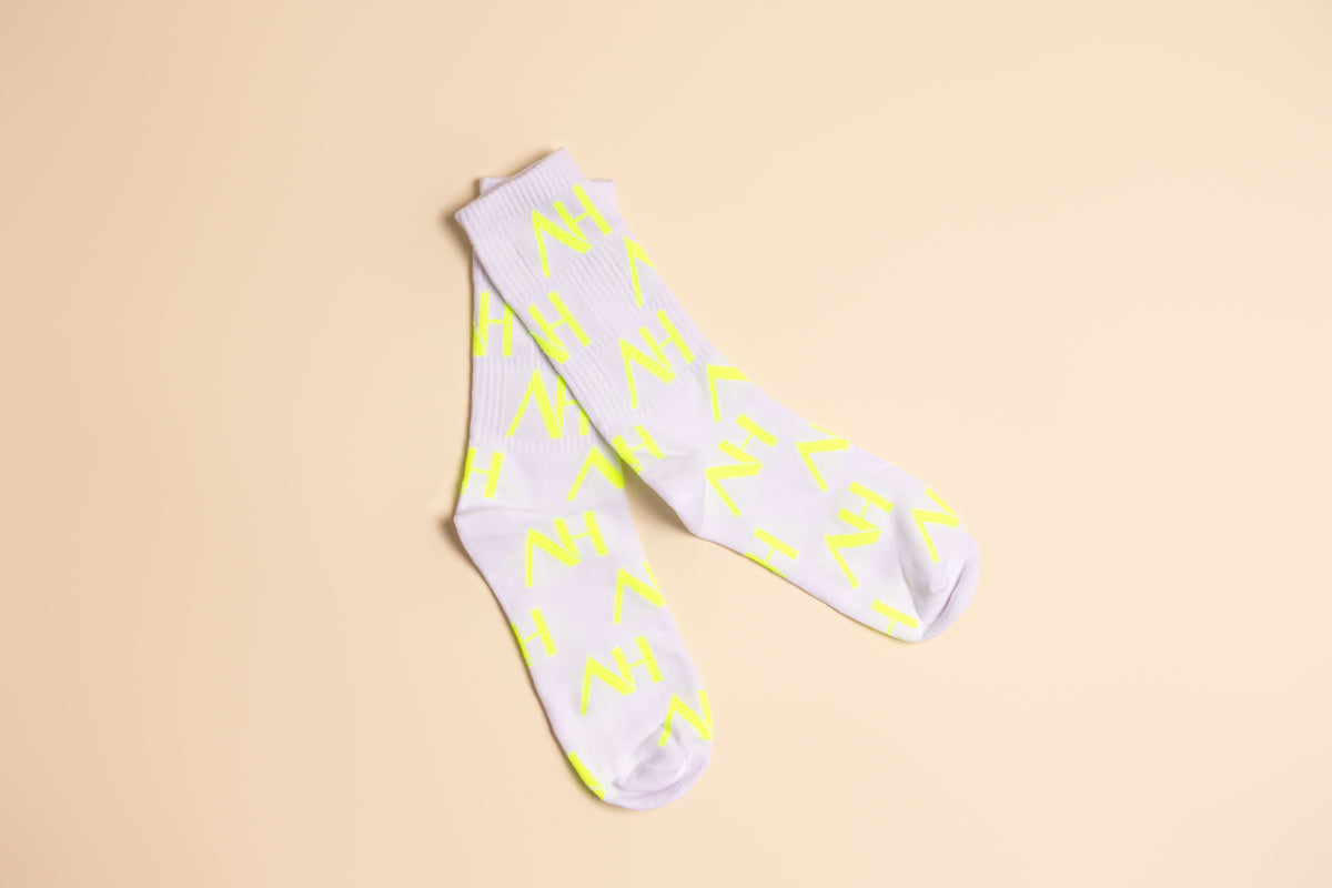AH Monogrammed Socks Neon Yellow
